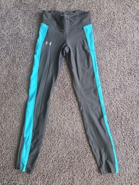 Under Armour Leggings Womens SMALL Gray Blue Heatgear Compression Stretch Pants